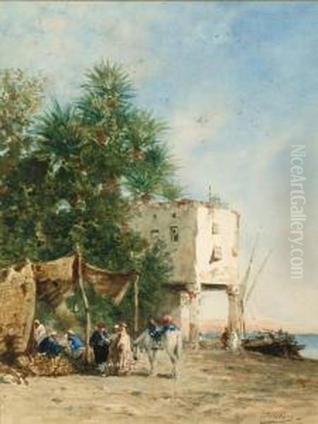 Maison Et Marchands Au Bord Du Nil - view 1