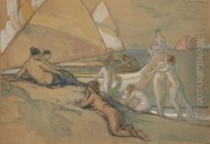 Les Baigneuses by Emile Berchmans