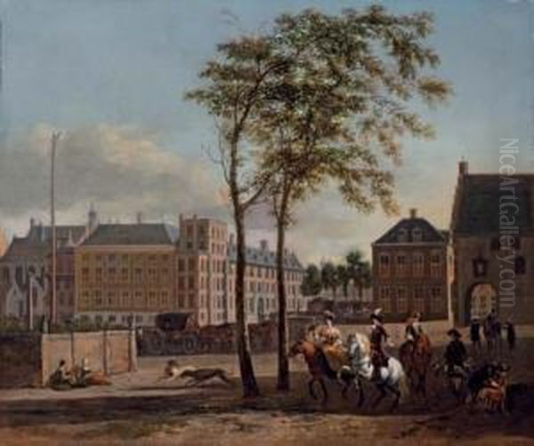 The Plaats With The Buitenhof
And The Gevangenpoort, The Hague, With An Elegant Hawking Party - view 1