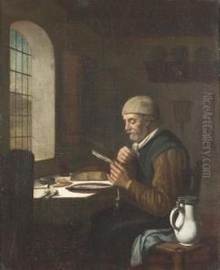 Interieur Mit Lesendem Mann.