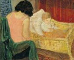 At Home (mother And Child, Sleeping) by Robert Bereny
