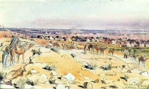 Pilgrim camp at Birkat Jemameh, Saudi Arabia 1879
