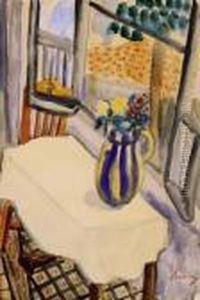 Blue And Yellow Tankard With Flowers by Robert Bereny