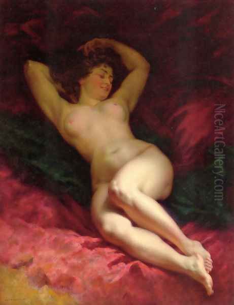 Nu sur drape rouge - view 1