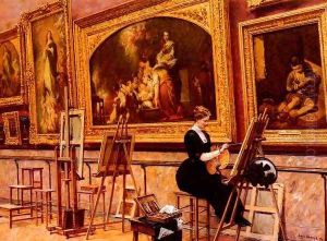 Au Musee Du Louvre - Les Murillo (At The Louvre - Copying Murillo) by Louis Beroud