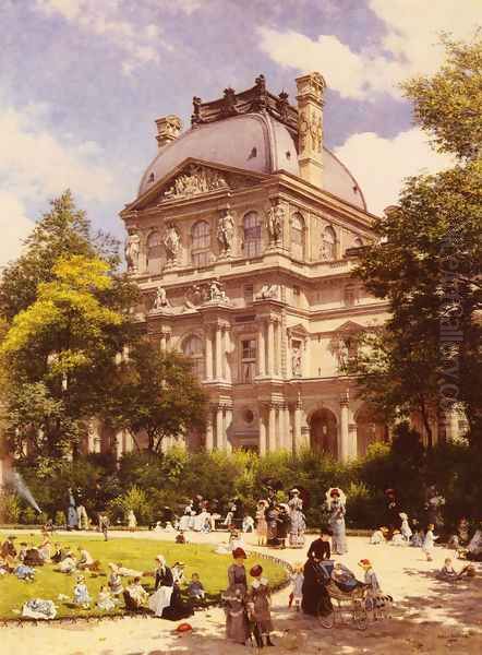 Les Jardins Du Carrousel Et Le Pavillon Richelieu A Paris (The Gardens of the Carrousel and the Richelieu Pavillion in Paris) - view 1