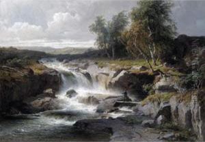 An Angler By A Waterfall An Angler By A Waterfall
