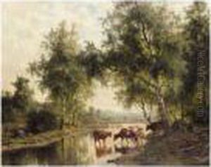 Cows Watering by Edvard Bergh