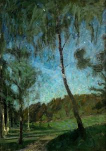 Bjorkar I Manljus - Motiv Fran Tyreso by Richard Bergh