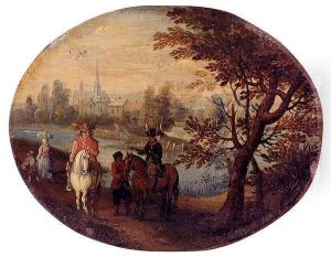 Travelers On A Path Along A River by Joseph van Bredael