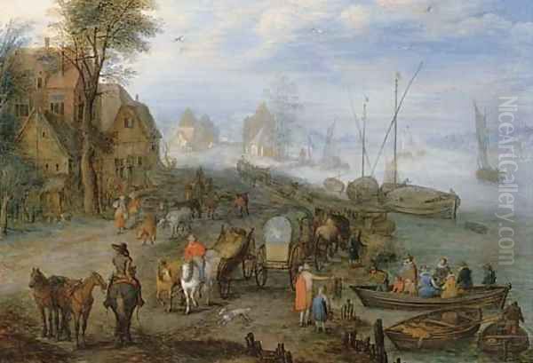 A port scene with rowboats - view 1