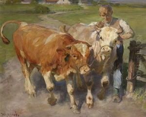 Huterjunge Mit Zwei
Rindern. by Max Bergmann