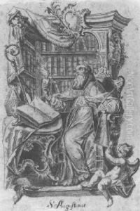 Saint Augustine In His Library by Johann Georg Bergmuller