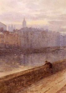 Evening On The River Liffey With St. John's Church In Distance by Rose Barton