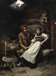 Lordagskveld Pa Stolen by Nils Nilsen Bergslien