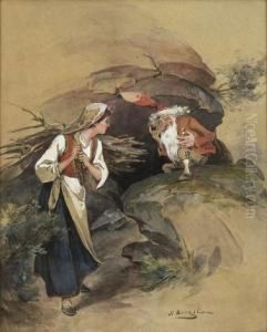 Bondepike Og Nisse by Nils Nilsen Bergslien