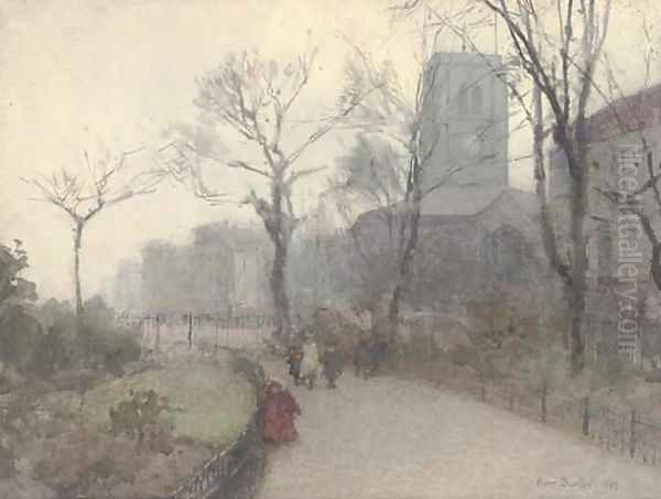 A misty morning, Chelsea Old Church - view 1