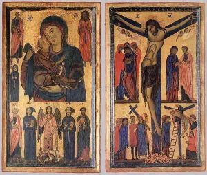 Madonna and Child with Saints and Crucifixion 1260-70 by Bonaventura Berlinghieri