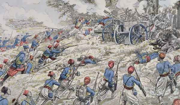 Algerian riflemen of the French army attacking German guns during the Battle of the Marne in 1918 - view 1