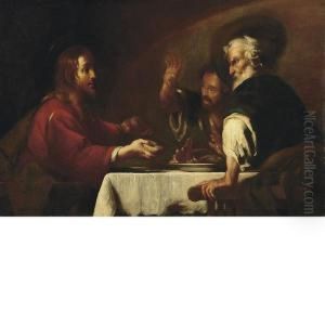 La Cena In Emmaus by Bernardo Strozzi