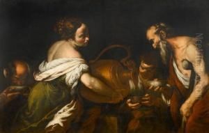 "giving Water To The Thirsty" - Charity. by Bernardo Strozzi