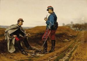 Soldiers Talking Round A Campfire