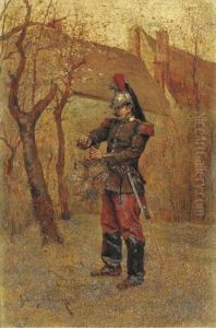 A Soldier Tying A Bundle Of Branches