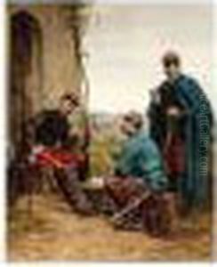 At Ease, Signed And Dated 1895, Oil On Panel, 54 X 44 Cm.; 21 1/4 X 17 1/4 In by Etienne Prosper Berne-Bellecour