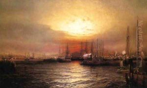 Sunrise from Chapman Dock and Old Brooklyn Navy Yard, East River, New York