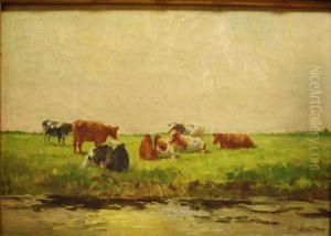 Vaches Au Bord Du Cours D'eau by Georges, Geo Bernier