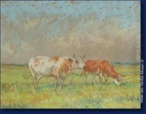 Deux Vaches Au Pre by Georges, Geo Bernier