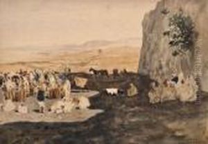 Arabs Resting In A Landscape by Edmund Berninger