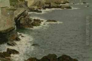 Blick Auf Die Ligurische Kuste Bei Nervi by Edmund Berninger