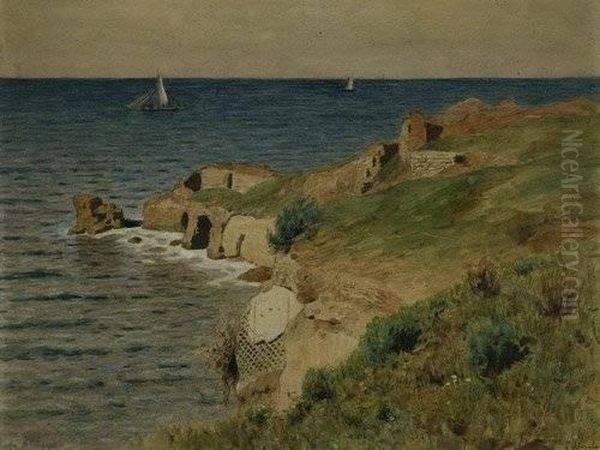 Blick Auf Das Meer Und Die Romischen Ruinen Bei Porto D'anzio - view 1