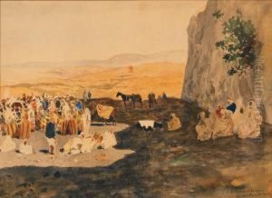 Marche Arabe Pres De Constantine En Algerie by Edmund Berninger