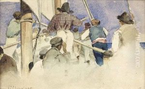 Auf Dem Marktschiff Von Capri by Edmund Berninger