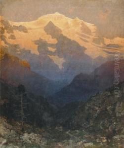 Jungfraumassiv Im Abendrot.