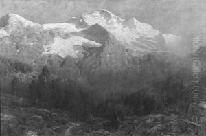 "monch- Und Jungfraumassiv Im
Abendlicht". Sign. Ol Auf Lwd. Rest. 122 X 182 Cm. Rahmen by Edmund Berninger