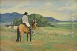 Indian On Horseback by Oscar Edmund Berninghaus