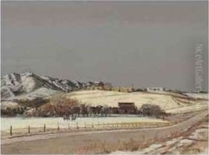 Ranch In Winter by Oscar Edmund Berninghaus