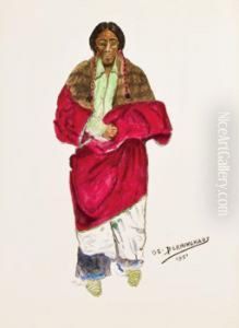 Indian In Red Blanket by Oscar Edmund Berninghaus