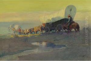 Opening The West (stagecoach Through The Missouri Hills) by Oscar Edmund Berninghaus