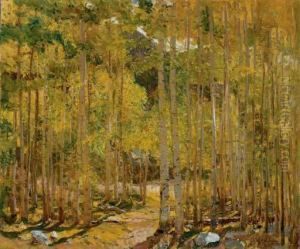 Aspen Forest, Early Autumn by Oscar Edmund Berninghaus