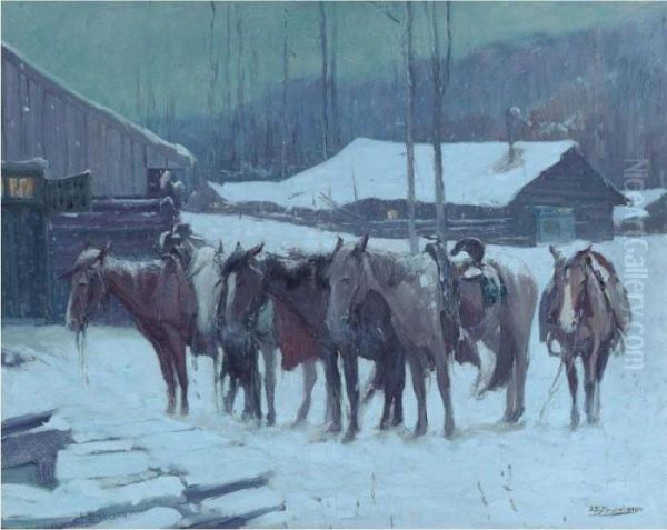 Horses In Winter - view 1