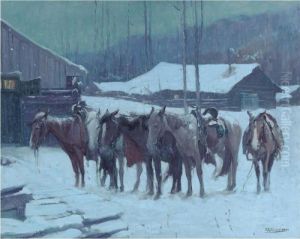 Horses In Winter by Oscar Edmund Berninghaus