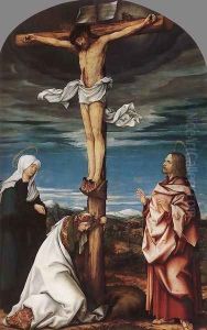 Crucifix with Mary, Mary Magdalen and St John the Evangelist 1519 by Hans Burgkmair the elder