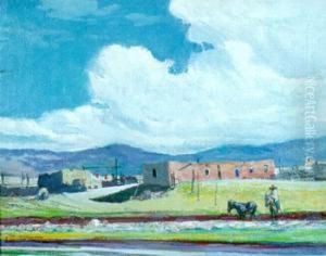 Along The River Taos by Oscar Edmund Berninghaus