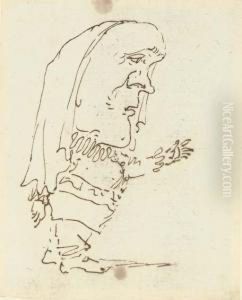 Caricature Of A Man Pointing With His Left Arm by Gian Lorenzo Bernini