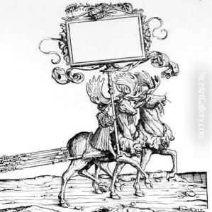 A Pair of Stags Leading a Carriage by Hans Burgkmair the elder