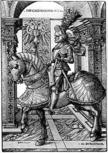 Equestrian portrait of Maximilian I 1459-1519 by Hans Burgkmair the elder